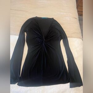 Chic Butter Soft LightCotton Ruched Front long Sleeve Tee  L